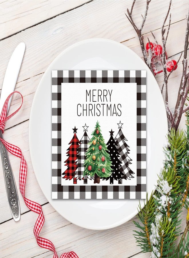 تفكس جيه مناديل عيد الميلاد بنقشة مربعات الجاموس باللونين الأسود والأبيض، مناديل غداء عيد الميلاد الريفية، مناديل ورقية شتوية للضيوف، مناشف يد للاستخدام مرة واحدة لتزيين طاولة عيد الميلاد (عبوة من 100 منديل) - Image 5